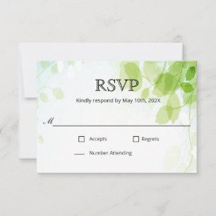 Spring Blätter Watercolor Wedding RSVP Karte