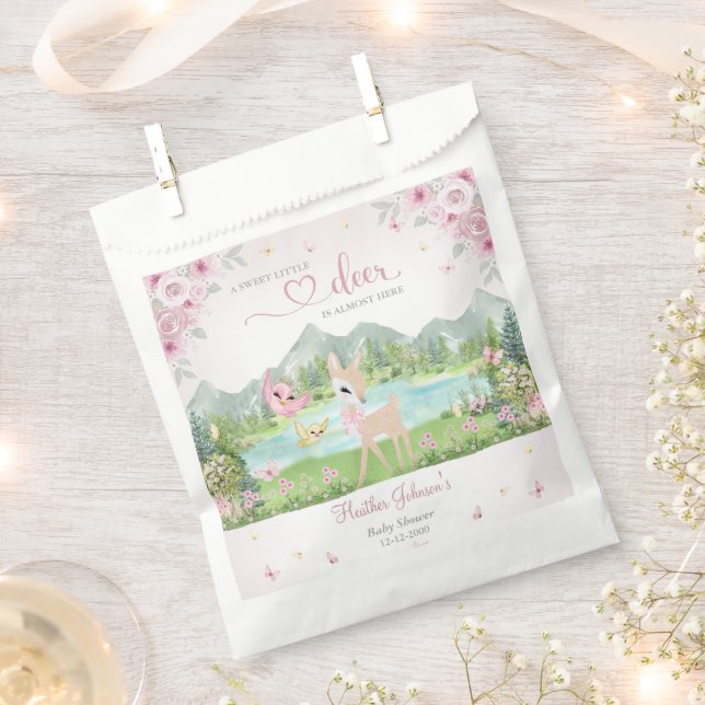 Spring Bloom and Butterflies Deer Baby Shower  Geschenktütchen (Ausgeschnitten)