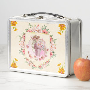 Spring Blooms Lady Art Print Metall Brotdose