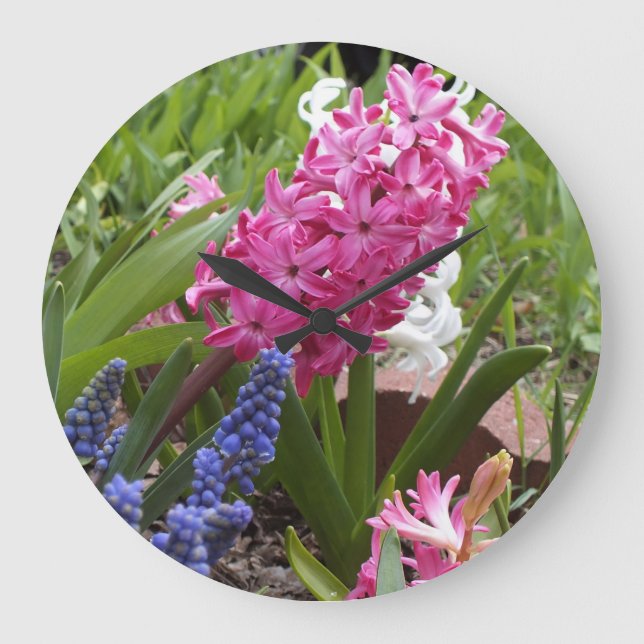 Spring Blooms Wall Clock Große Wanduhr (Vorderseite)