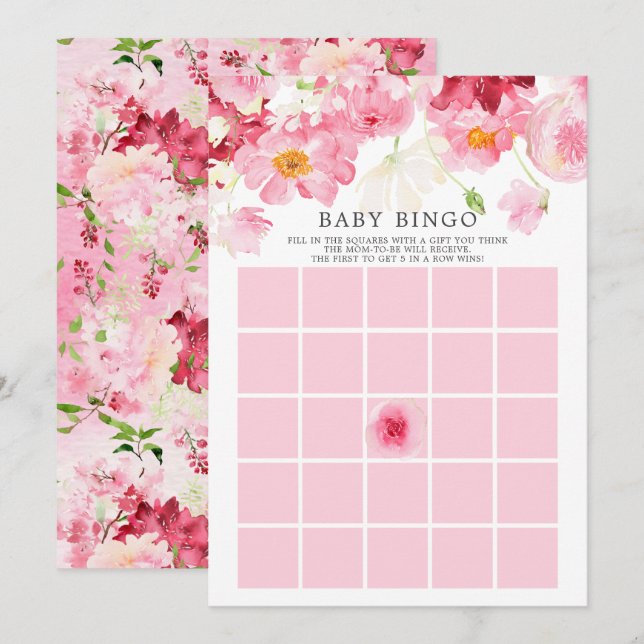 Spring Blossom BINGO Baby Shower Game Einladung (Vorne/Hinten)