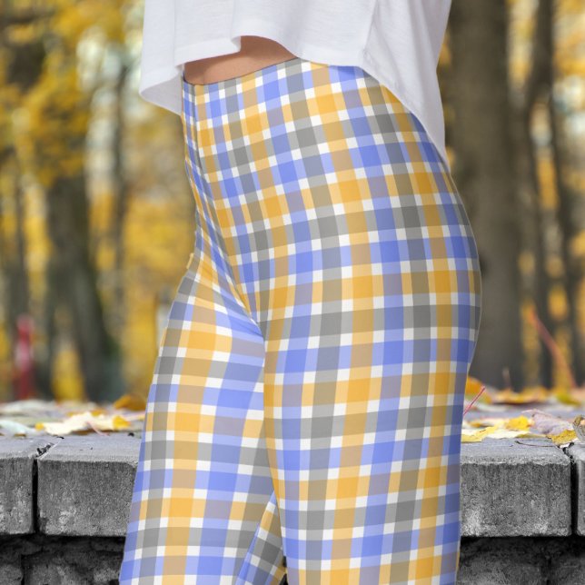 Spring Blue Karo Pattern Leggings (Spring Blue Check Pattern Leggings)