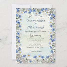 Spring Blue Wildblume Akronylic Wedding Einladung