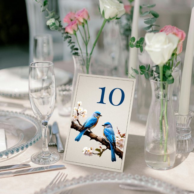 Spring Bluebirds Hochzeit Tischnummer (Spring Bluebirds Wedding Table Number)
