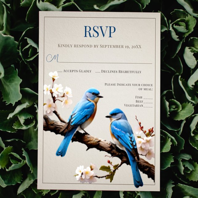 Spring Bluebirds Wedding RSVP Karte (Spring Bluebirds Wedding RSVP)