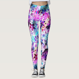 Spring Blume Bouquet - Edelweiss Blume Feathers Leggings