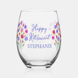 Spring Blume Bouquet Happy Retirement Weinglas Ohne Stiel