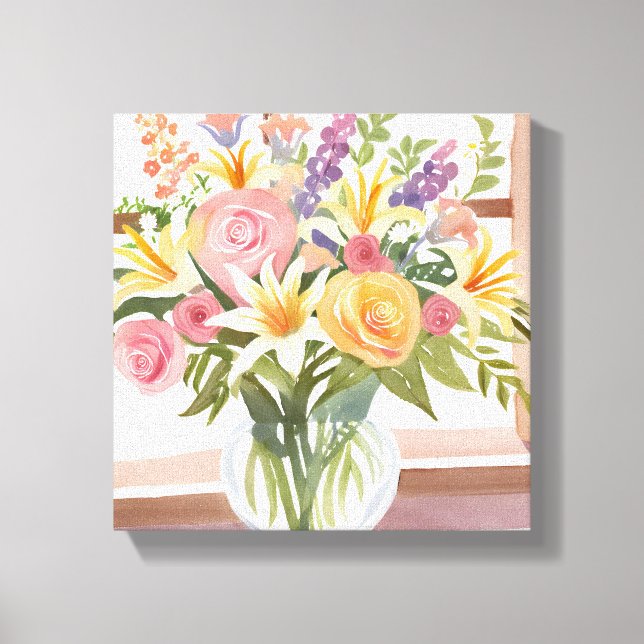 Spring Blume Bouquet | Hübsche Blumenfarbe Leinwanddruck (Vorderseite)