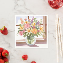 Spring Blume Bouquet | Hübsche Blumenkarte Serviette