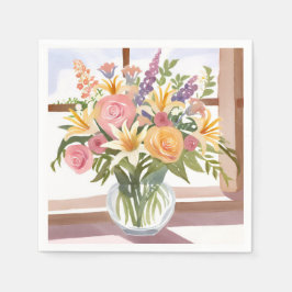 Spring Blume Bouquet | Hübsche Blumenkarte Serviette
