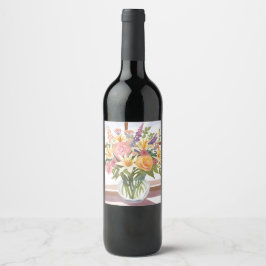 Spring Blume Bouquet | Hübsche Blumenkarte Weinetikett