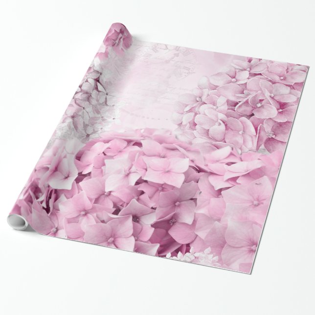 Spring Blume Hydrangea Pastel Collage Geschenkpapier (Ungerollt)