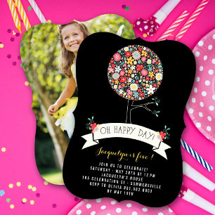 Spring Blumen Pop Tree Girl Birthday Party Foto Einladung