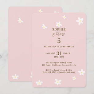 Spring Blush White Daisis Girl Birthday Party Einladung