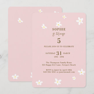 Spring Blush White Daisis Girl Birthday Party Einladung