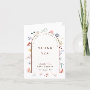 Spring Boho Arch Wildblume Floral Baby Dusche Dankeskarte