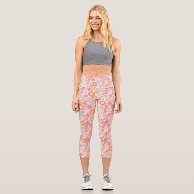 Spring Boho Blume 1 Capri Leggings (Vorderseite)