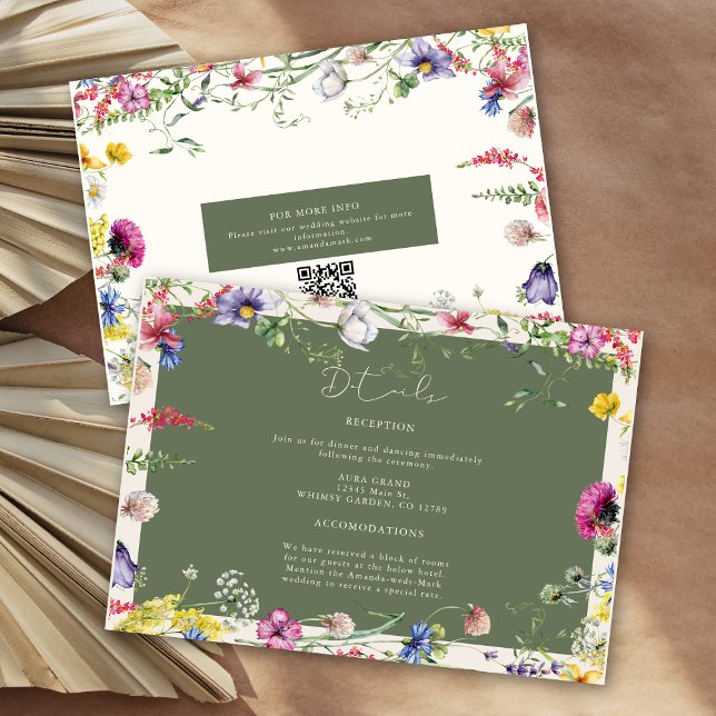 Spring Boho Chic Colorful Wildflower Wedding  Begleitkarte (Von Creator hochgeladen)