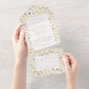 Spring Boho Wildblume Pampas Wedding All In One Einladung