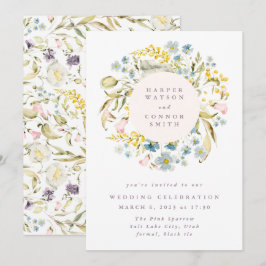 Spring Boho Wildblume Pampas Wreath Wedding Einladung