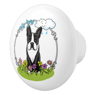 Spring Boston Terrier (schwarzer Niedlicher Hund) Keramikknauf