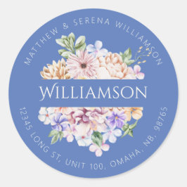 Spring Bouquet Blue Classic Round Sticker