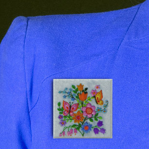 Spring Bouquet Blume Schmetterlinge Button
