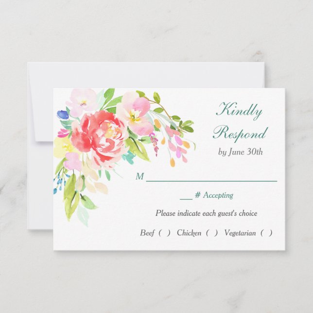 Spring Bouquet Border Probe Dinner UAWG RSVP Karte (Vorderseite)