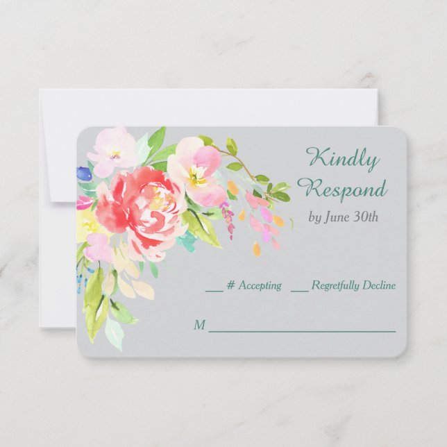 Spring Bouquet Border Wedding RSVP (Vorderseite)