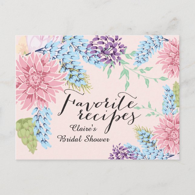 Spring Bouquet Brautparty Rezept Card Einladungspostkarte (Vorderseite)