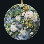 Spring Bouquet by Pierre Renoir, Vintage Flowers Keramikornament<br><div class="desc">Spring Bouquet (1866) by Pierre Renoir is a vintage floral fine art still life impressionism painting. A bouquet of beautiful blooming spring flowers from the garden in a blue vase. About the artist: Pierre-Auguste Renoir (1841-1919) was a leading painter in the development of the Impressionist style. Renoir's paintings are notable...</div>