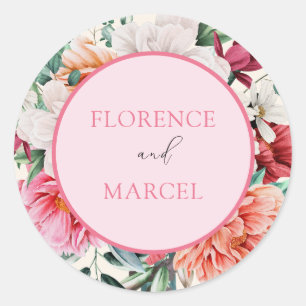 Spring Bouquet in Pink und Elfenbeinsticker Runder Aufkleber