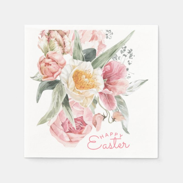 Spring Bouquet | Tulip Watercolor Oster Serviette (Vorderseite)