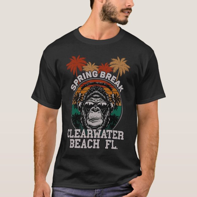 Spring Break Clearwater Beach Fl Gorilla Headphone T-Shirt (Vorderseite)