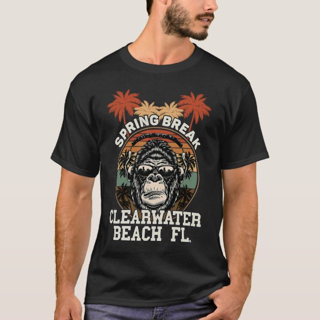 Spring Break Clearwater Beach Fl Gorilla Headphone T-Shirt (Vorderseite)