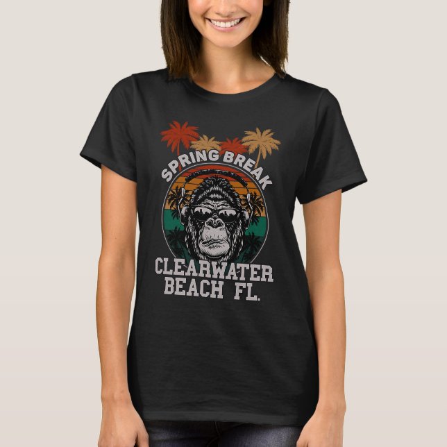 Spring Break Clearwater Beach Fl Gorilla Headphone T-Shirt (Vorderseite)