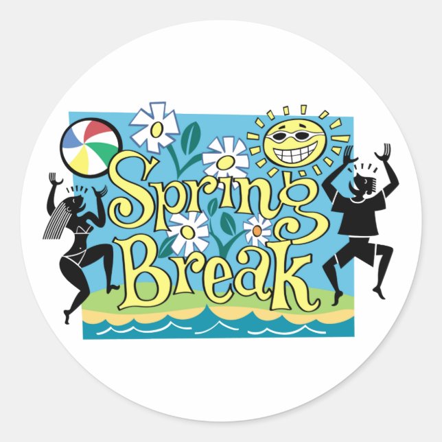 Spring Break Fun Design Runder Aufkleber (Vorderseite)