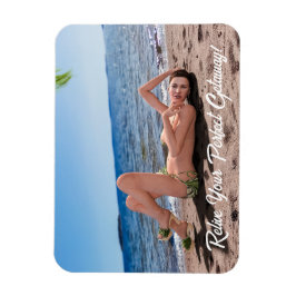 Spring Break Girl Lying on Sandy Beach Magnet
