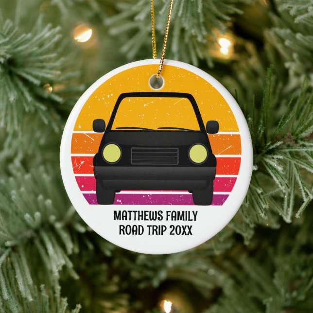 Spring Break Road Trip Sunset Custom Christmas Keramik Ornament (Baum)