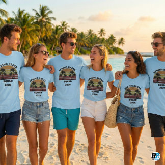 Spring Break Squad 2026 Retro Sunset Palm Trees T-Shirt