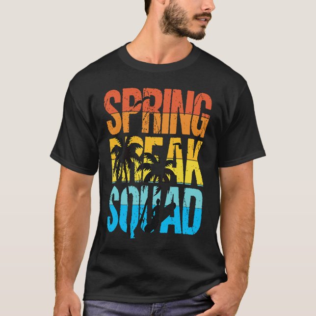 Spring Break Squad Beach Surfer Palm Tree Artwork T-Shirt (Vorderseite)
