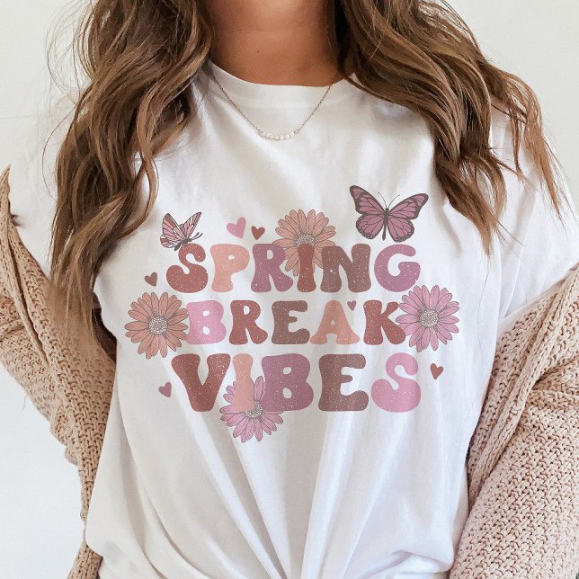 Spring Break Vibes Retro floral Trendy Butterfly T-Shirt (Von Creator hochgeladen)