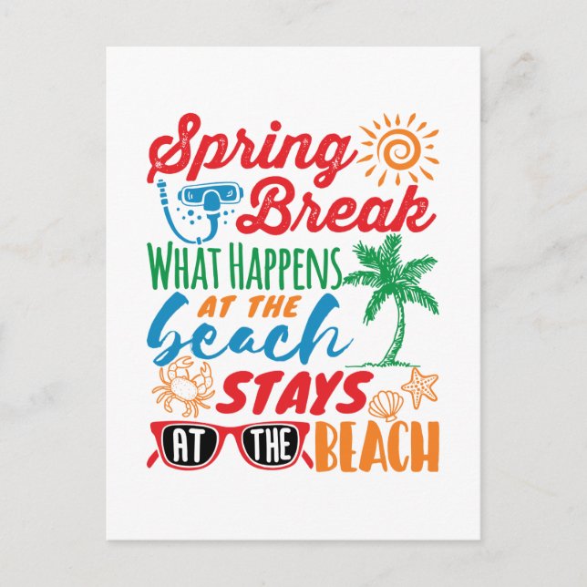 Spring Break Was passiert am Beach Funny Party Postkarte (Vorderseite)