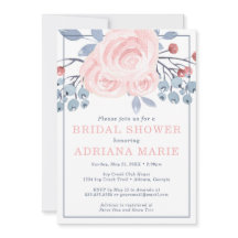 Spring Bridal Dusche Einladung, Aquarellfarben Blu