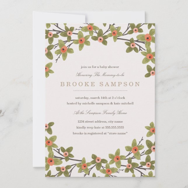 Spring Buds Baby Dusche Einladung (Vorderseite)