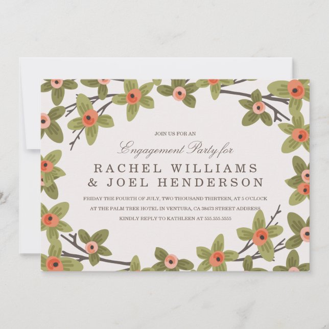 Spring Buds Engagement Party einladen Einladung (Vorderseite)