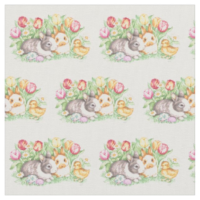 Spring Bunnies Oaster Bunny Fabric Stoff (Nahaufnahme)