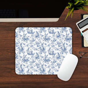 Spring Bunny Blue Chinoiserie Mousepad