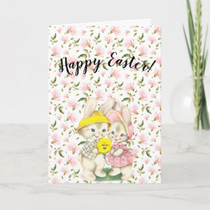Spring Bunny Couple Blumengrüße Karte