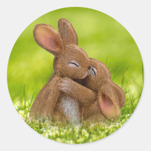 Spring Bunny Lovers Runder Aufkleber